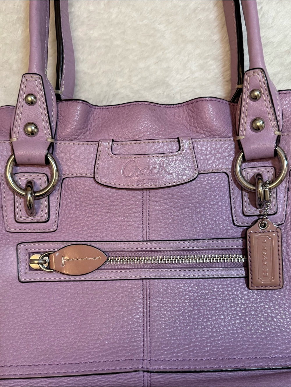 Authentic Coach Penelope Bag Lavender Pebbled Leather w/Silver Hardware Perfect - Picture 3 of 15